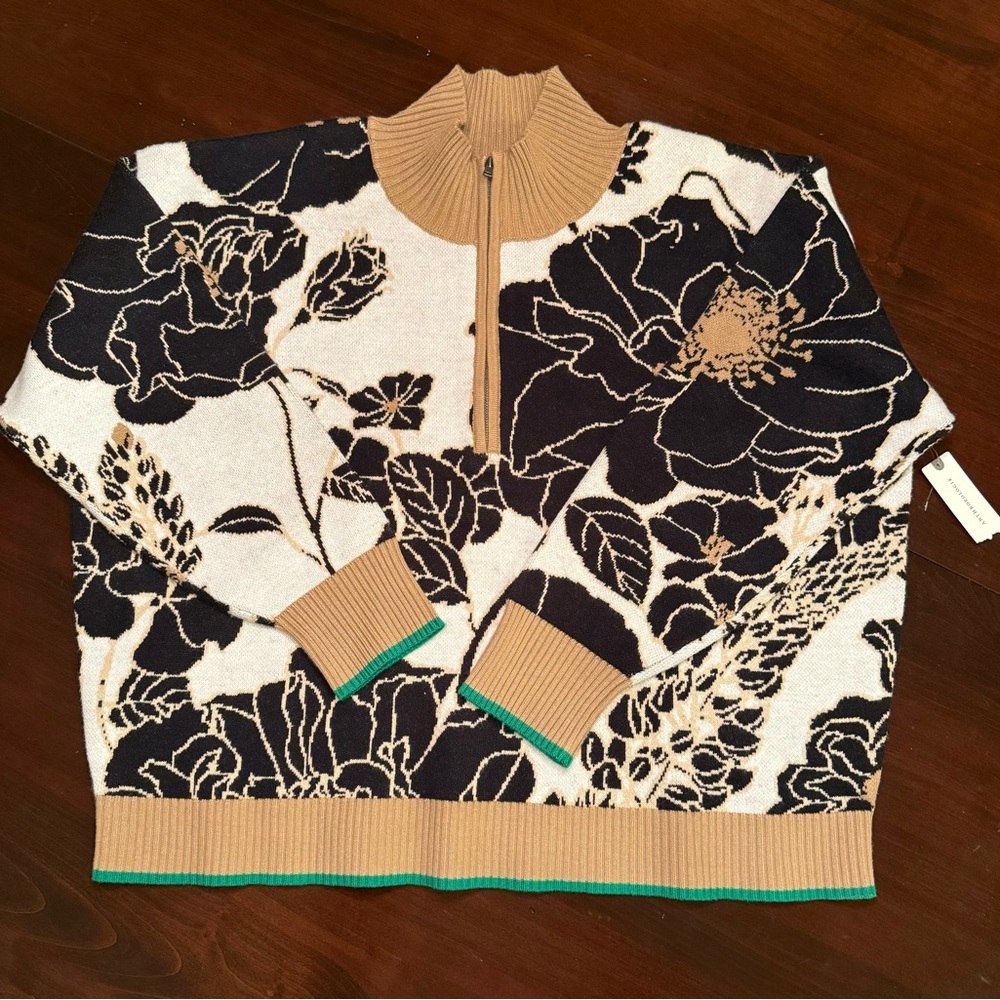 Anthropologie The Montana Mock-Neck Half-Zip Sweater by Maeve